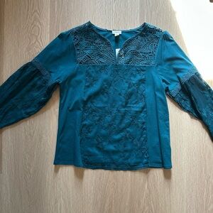 Elegant Teal Lace Women's Blouse